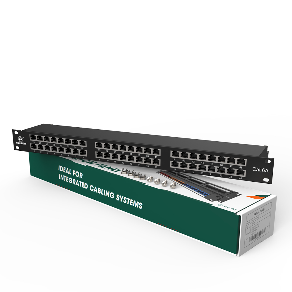 48 Port CAT6A Shielded FTP Copper Patch Panel 2RU Category 6A Patch Panels 19″ Metal Housing