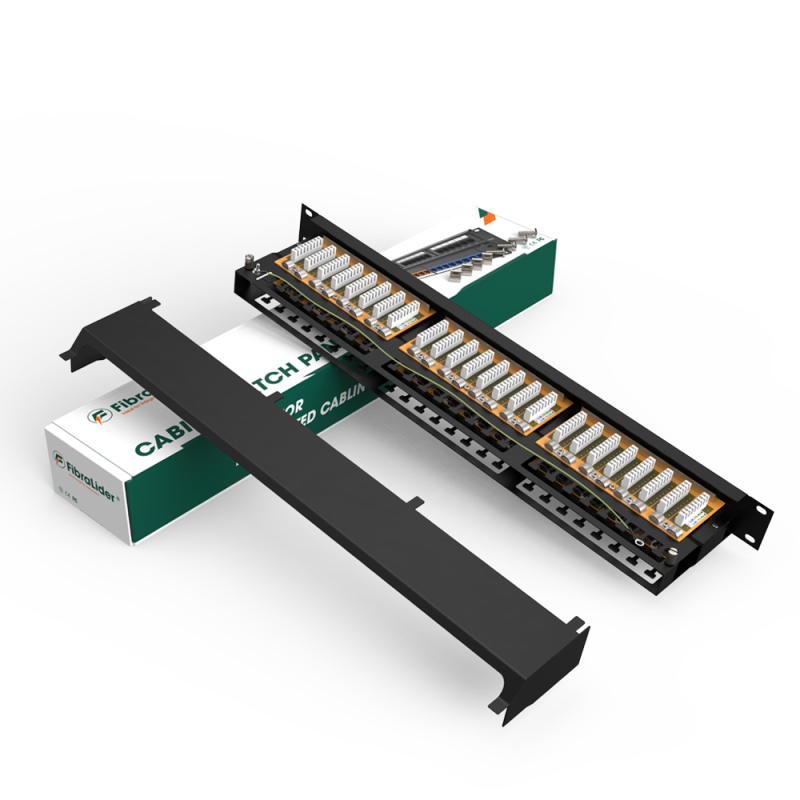 48 Port CAT6A Shielded FTP Copper Patch Panel 2RU Category 6A Patch Panels 19″ Metal Housing
