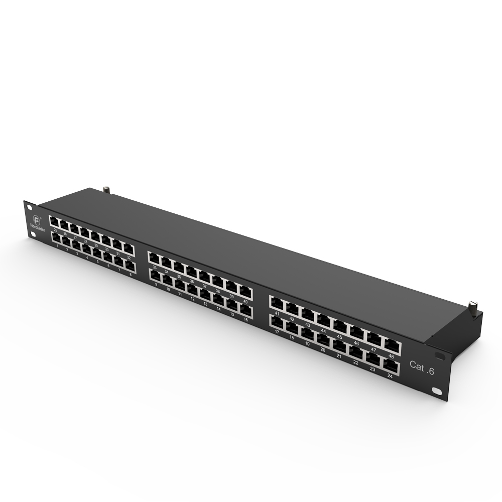 48 Port CAT6 Shielded FTP Copper Patch Panel 2RU Category 6 Patch Panels 19″ Metal Housing