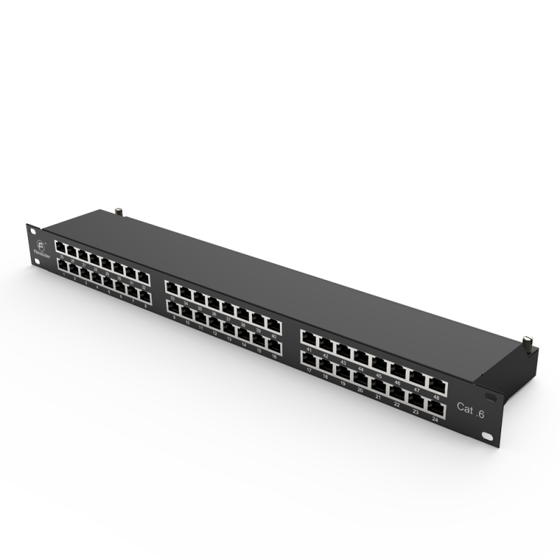 48 Port CAT6 Shielded FTP Copper Patch Panel 2RU Category 6 Patch Panels 19″ Metal Housing