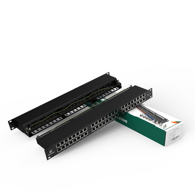 48 Port CAT6 Shielded FTP Copper Patch Panel 2RU Category 6 Patch Panels 19″ Metal Housing