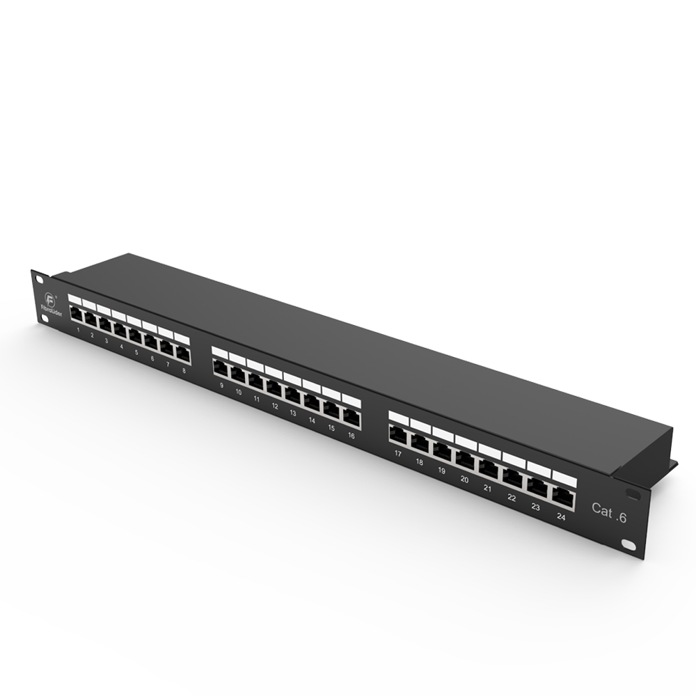 24 Port CAT6 Shielded FTP Copper Patch Panel 1U Category 6 Patch Panels 19″ Metal Housing