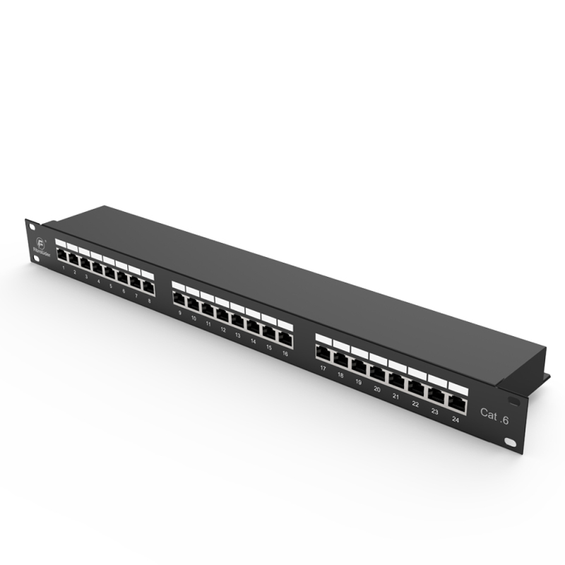 24 Port CAT6 Shielded FTP Copper Patch Panel 1U Category 6 Patch Panels 19″ Metal Housing