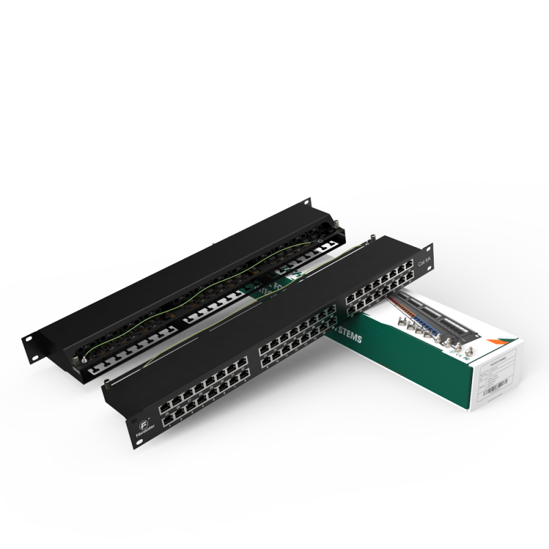 48 Port CAT6A Shielded FTP Copper Patch Panel 2RU Category 6A Patch Panels 19″ Metal Housing