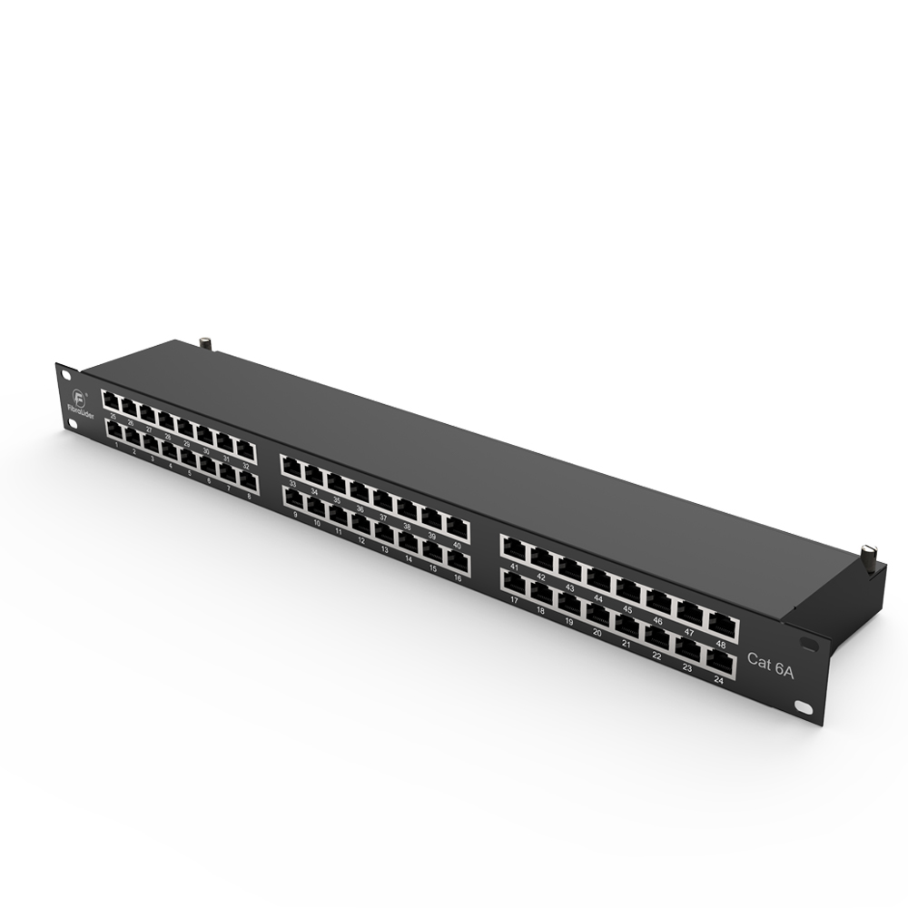 48 Port CAT6A Shielded FTP Copper Patch Panel 2RU Category 6A Patch Panels 19″ Metal Housing