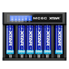 XTAR MC6C 6-Slot Smart Li-ion Battery Charger With LCD Screen