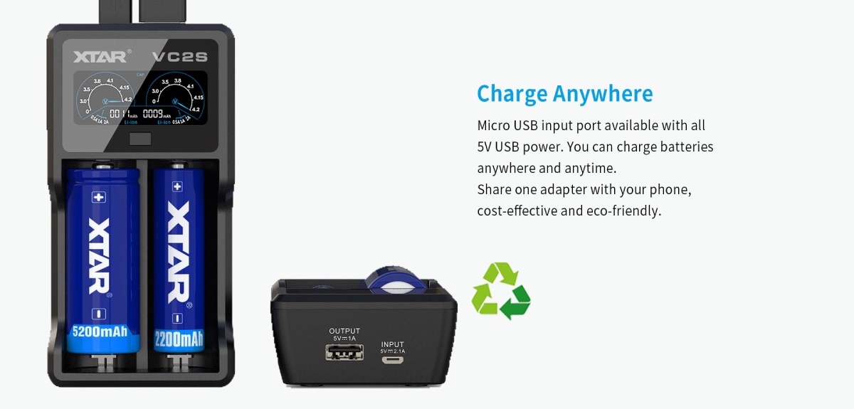 XTAR VC4H 18650 Battery Charger 4 Bays Universal With LCD Display USB For Li-ion 3.7V 16340 18350 20700 21700 26650 1.2V NI-MH NI-CD AAA AA