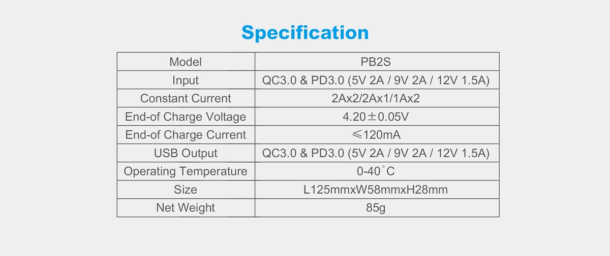 XTAR PB2S specifications