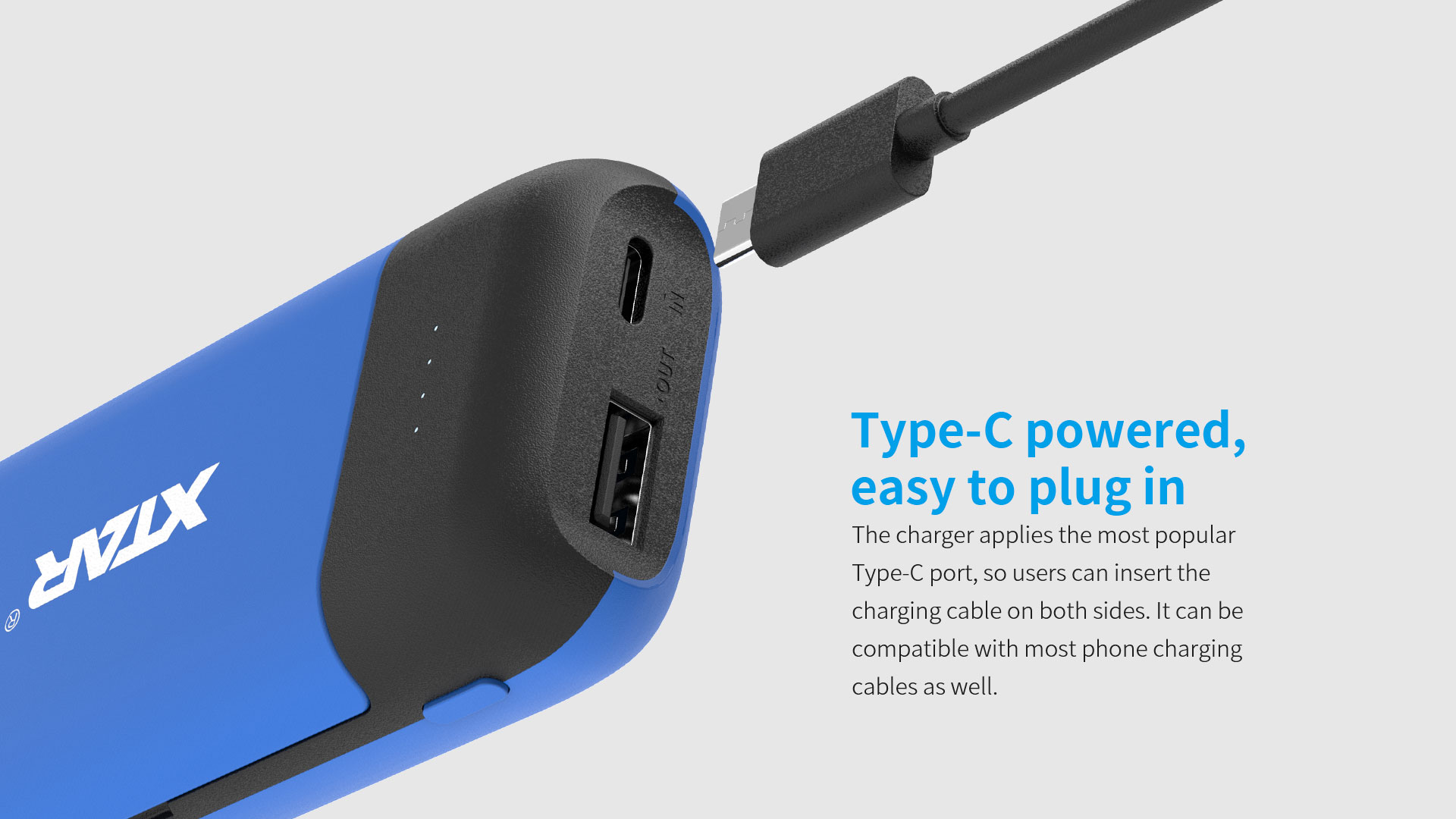 USB Type-C input, easy to plug in.