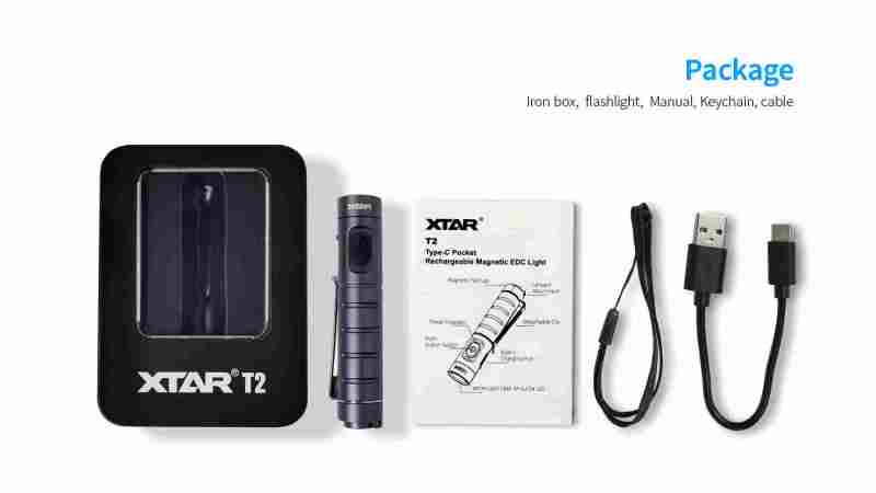 XTAR T2 650 lumens Type-C Pocket Flashlight