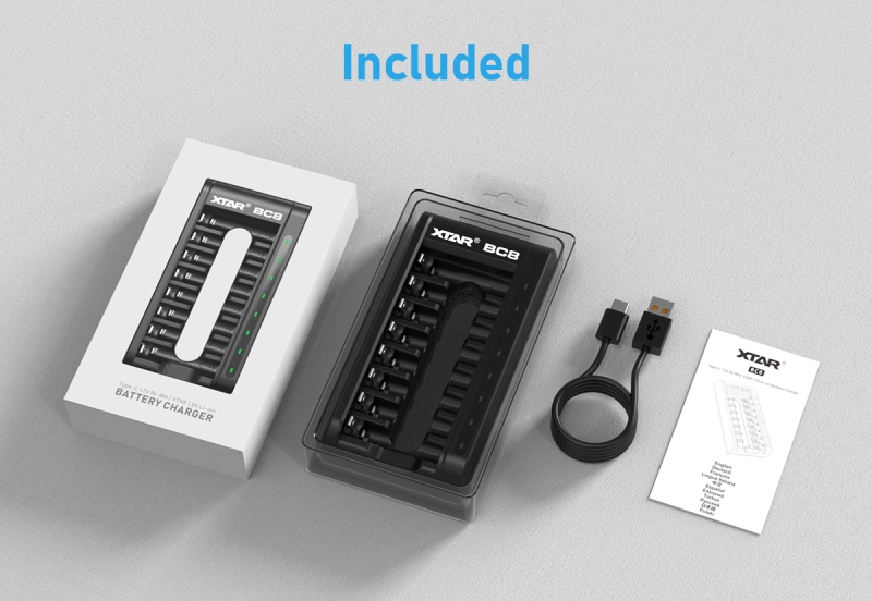 XTAR BC8 USB-C 18W 1.5V and 1.2V AA & AAA Battery Charger