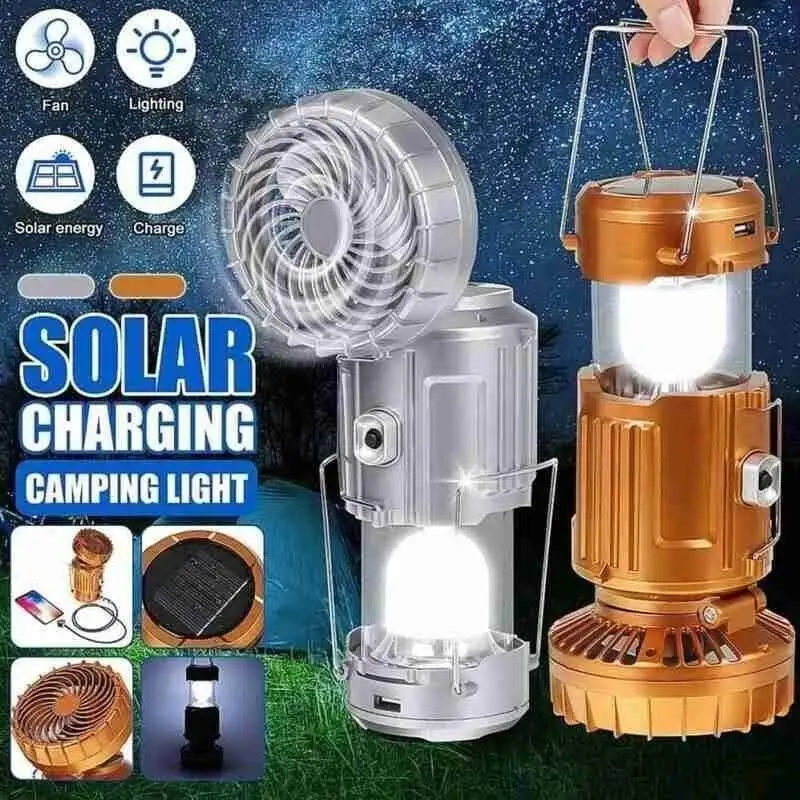 6 in 1 portable outdoor shop led camping lantern with fan