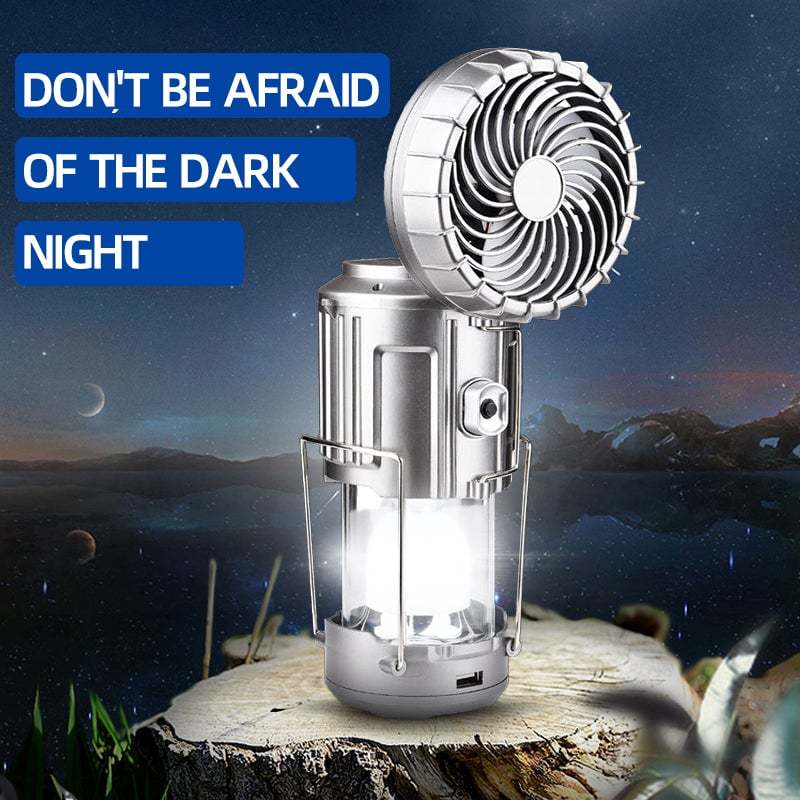 6 in 1 Portable Outdoor Led Camping Lantern with Fan