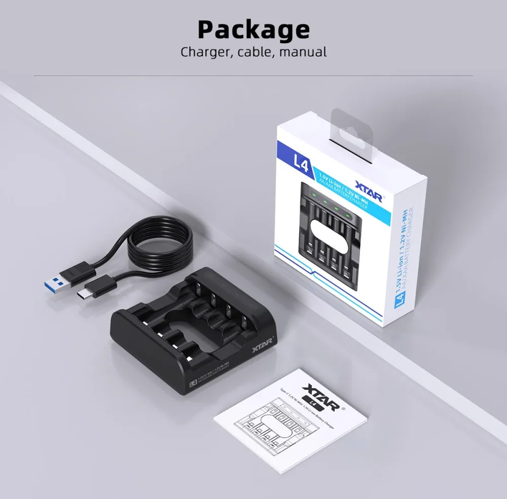 XTAR L4 Charger for lithium NIMH AA/AAA Batteries