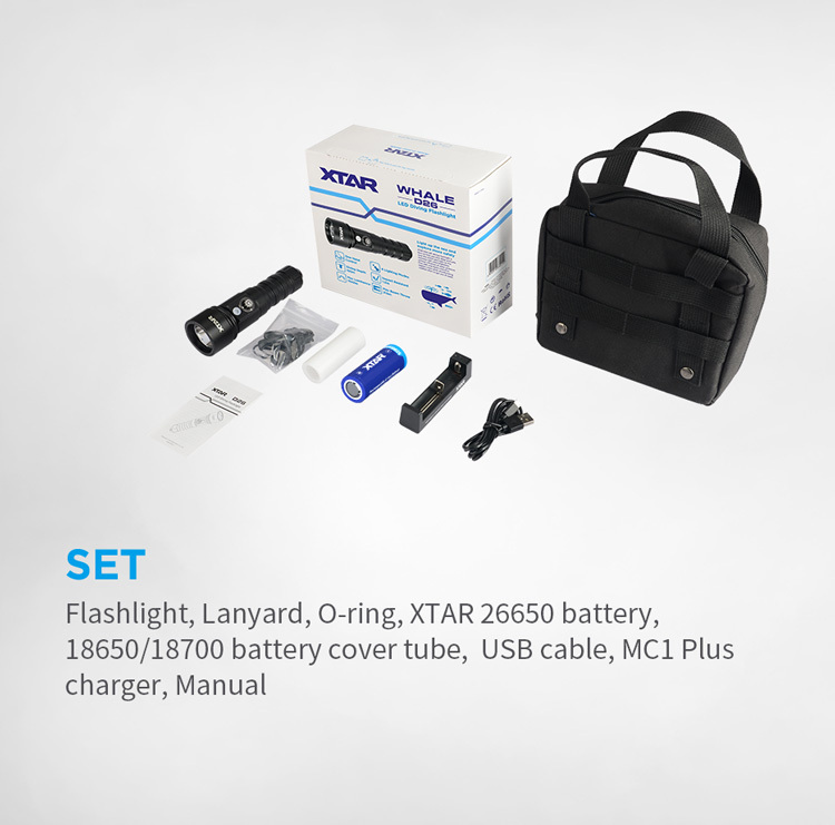 XTAR WHALE-W D26W 1000lm Warm Light Diving Flashlight