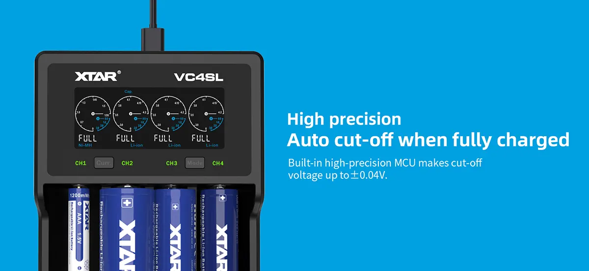 XTAR VC4SL 4-Bay USB-C 21700 Battery Charger Analyzer