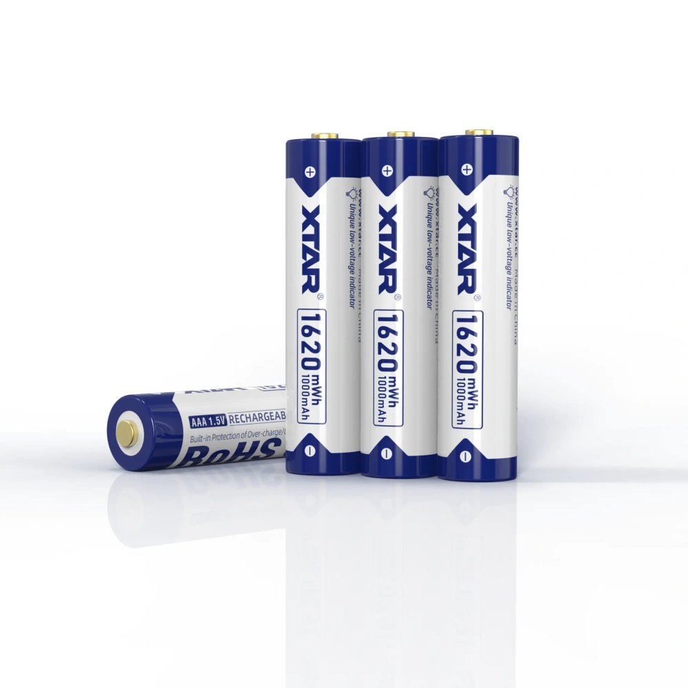 XTAR 1620mWh/1000mAh 1.5V AAA Lithium ion Battery with Low Voltage Indicator