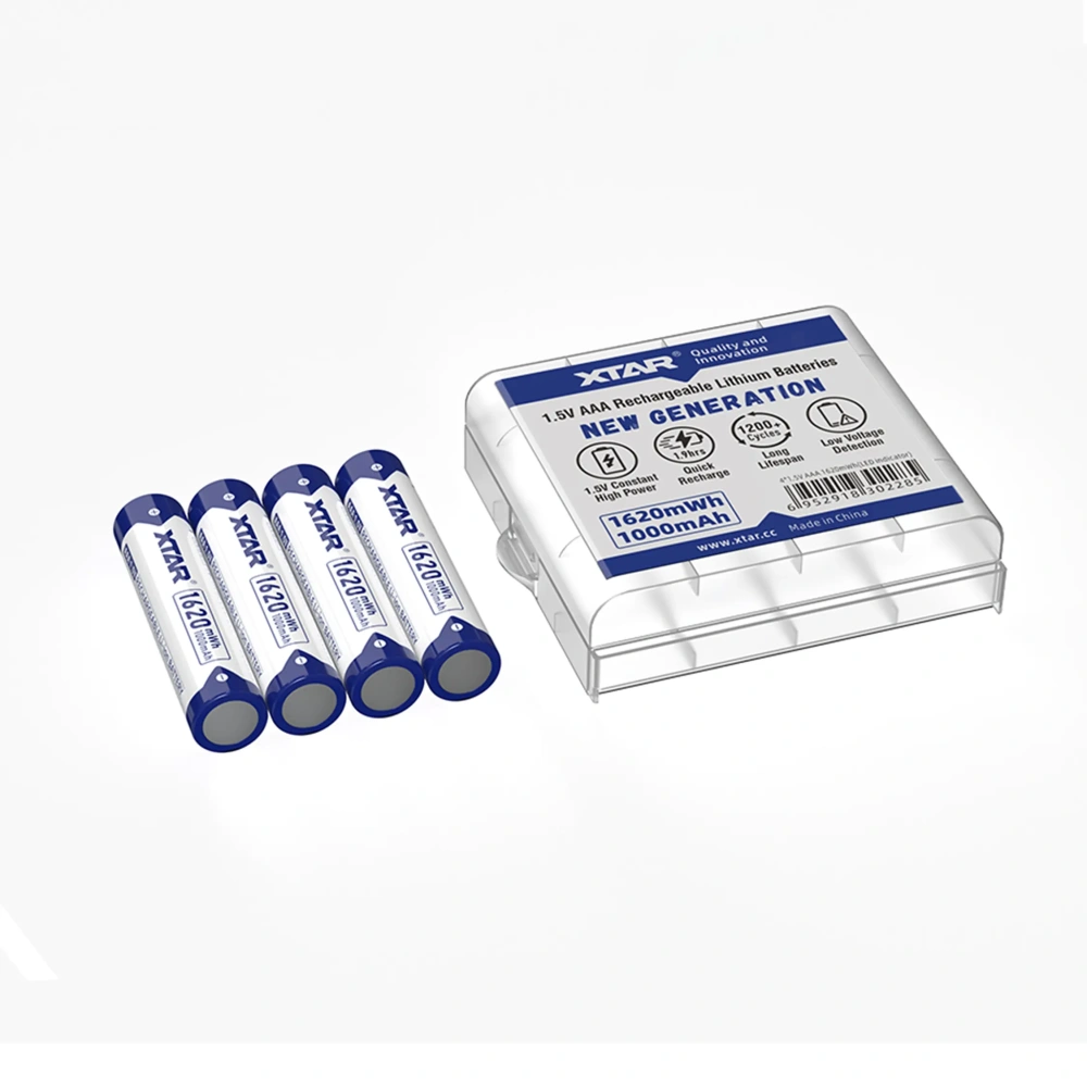 XTAR 1620mWh/1000mAh 1.5V AAA Lithium ion Battery with Low Voltage Indicator