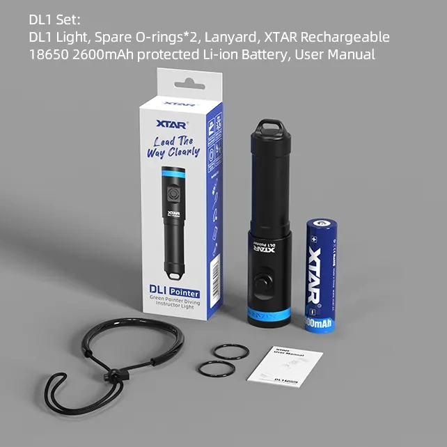 XTAR DL1 Pointer Dive Light 2000M Ultra Long Green Beam Diving Laser Flashlight for Diving teaching