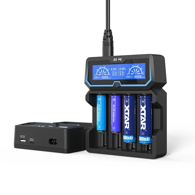 XTAR X4 Dual Input LCD Display Fast Battery Charger For Li-ion/ Ni-MH Battery