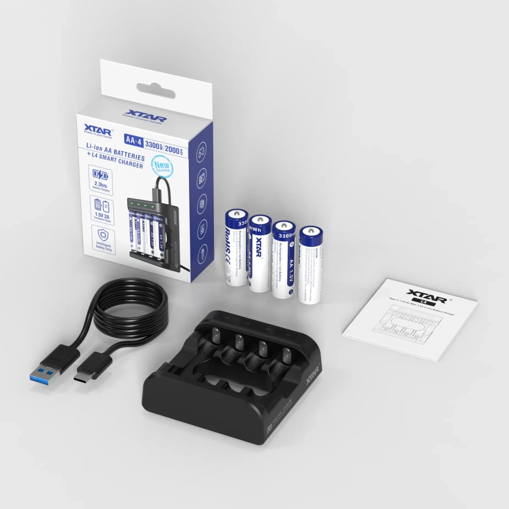 XTAR L4 Charger for 1.5V lithium & 1.2V NIMH AA/AAA Batteries