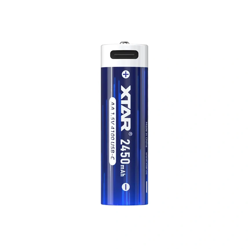 XTAR AA 1.5V USB-C Rechargeable Lithium Battery 4100mWh/2450mAh with Low Voltage Indicator