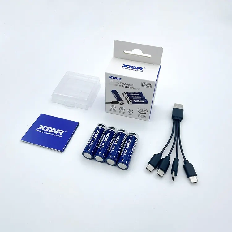 XTAR AA 1.5V USB-C Rechargeable Lithium Battery 4100mWh/2450mAh with Low Voltage Indicator