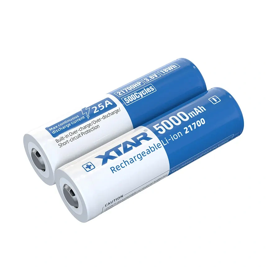 XTAR High Power Gold-Plated Protected 25A 21700HP 5000mAh Rechargeable Battery