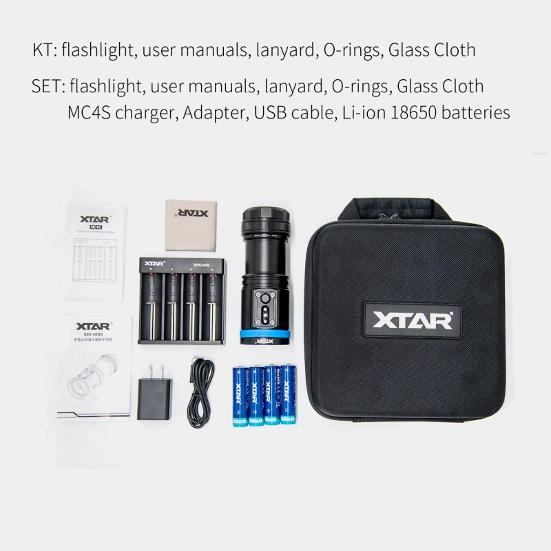XTAR D30 4000 Lumens Scuba Diving Video Light, Multi-Color LED Underwater Flashlight with 130 Degree Wide Angle Beam, Underwater 100 Meters Diving Photography Light