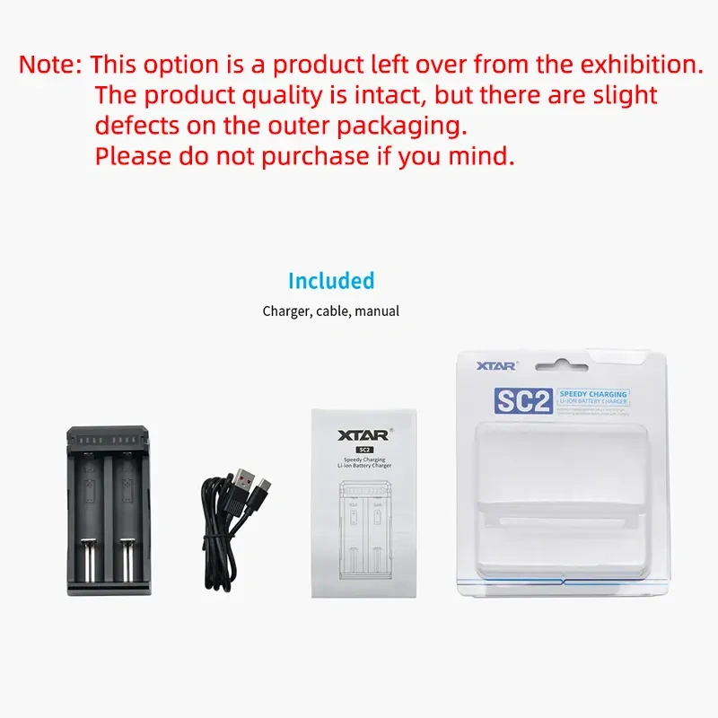 XTAR SC2 QC3.0 3A Type-C Fast Charger for 18650/20700//21700/26650 Batteries