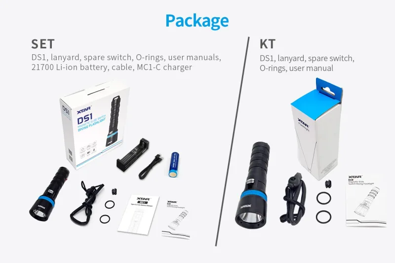 XTAR DS1 Scuba Dive Light,1000 Lumens Powerful Spearfishing Torch,Magnetic Slide Switch, for Underwater 100 Meters Night Diving Spearfishing Hole Hunting Lobstering