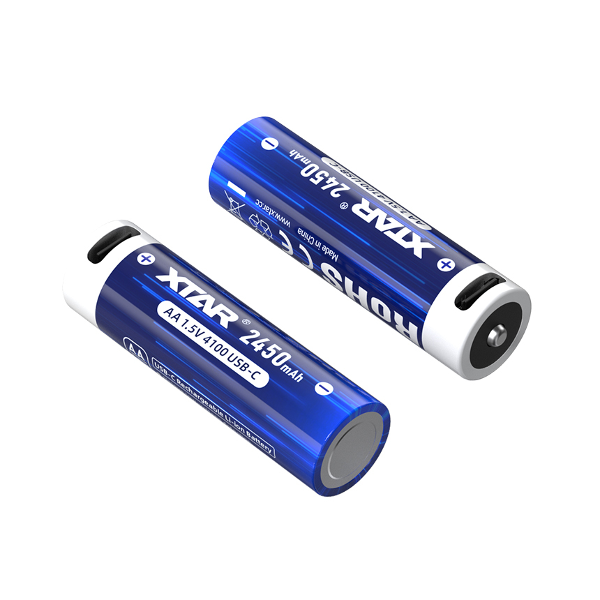 XTAR AA Lithium 4100mWh/2450mAh USB-C Battery with Low Voltage Indicator