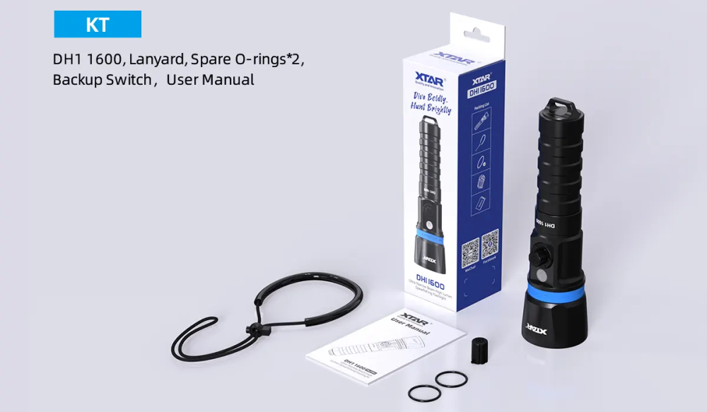 XTAR Hunter DH1 1600 Lumens Dive Light Underwater Spearfishing Flashlight