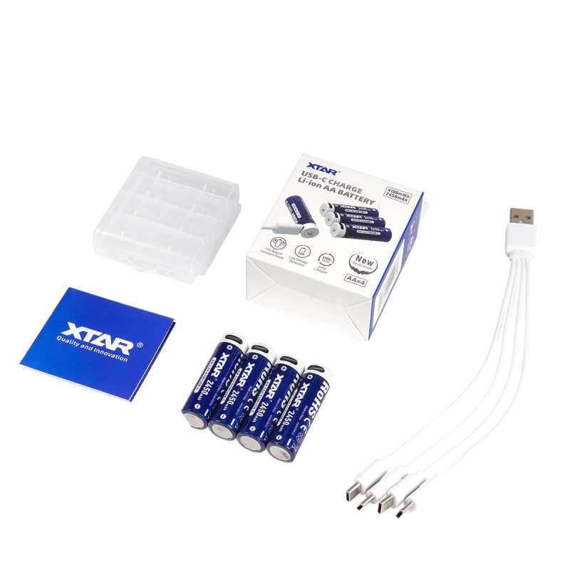 XTAR AA Lithium 4100mWh/2450mAh USB-C Battery with Low Voltage Indicator