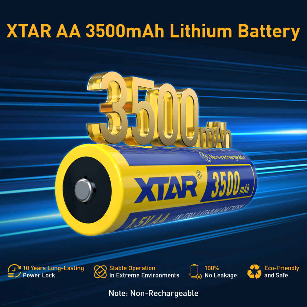 XTAR AA Lithium 3500mAh Non-Rechargeable Battery for Blink Camera