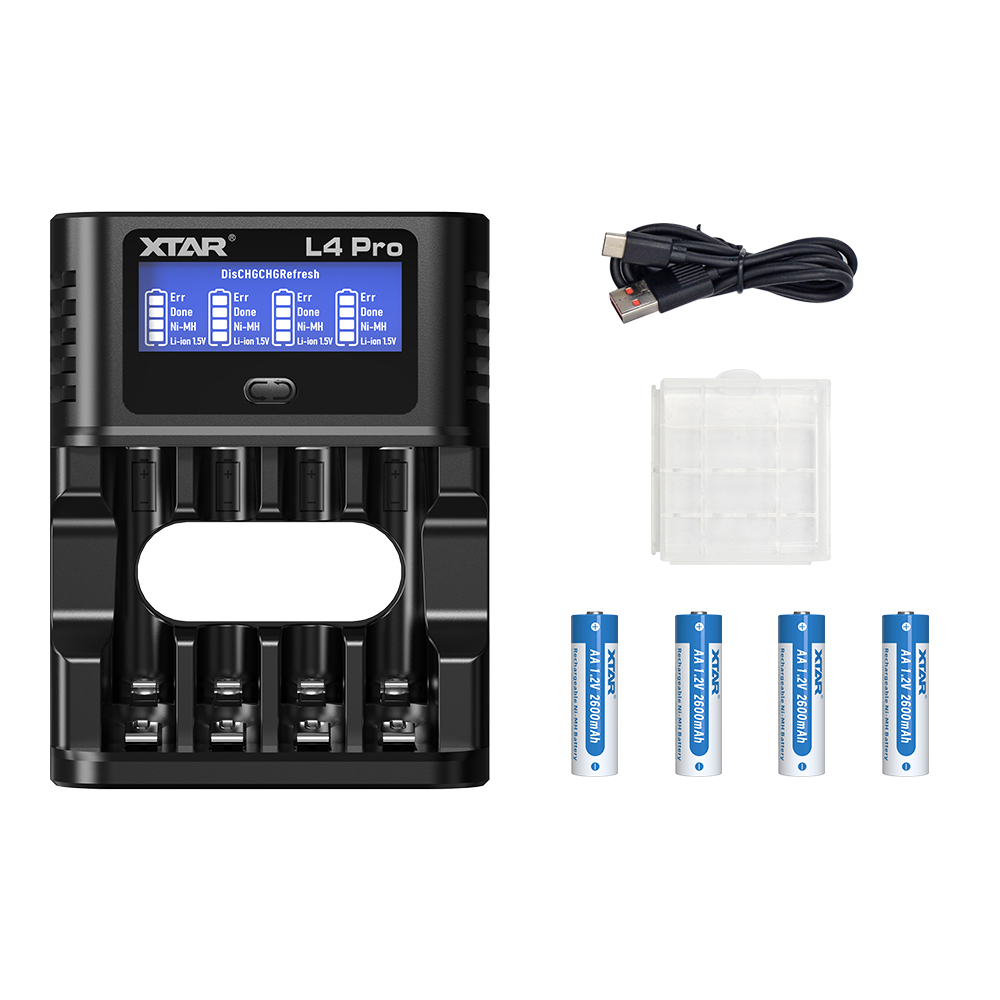 XTAR L4 Pro Smart Charger for AA/AAA 1.2V NI-MH and 1.5V Lithium battery