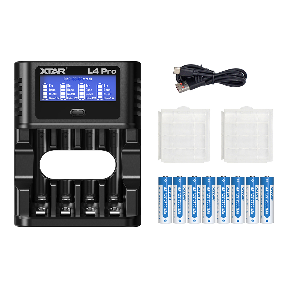XTAR L4 Pro Smart Charger for AA/AAA 1.2V NI-MH and 1.5V Lithium battery