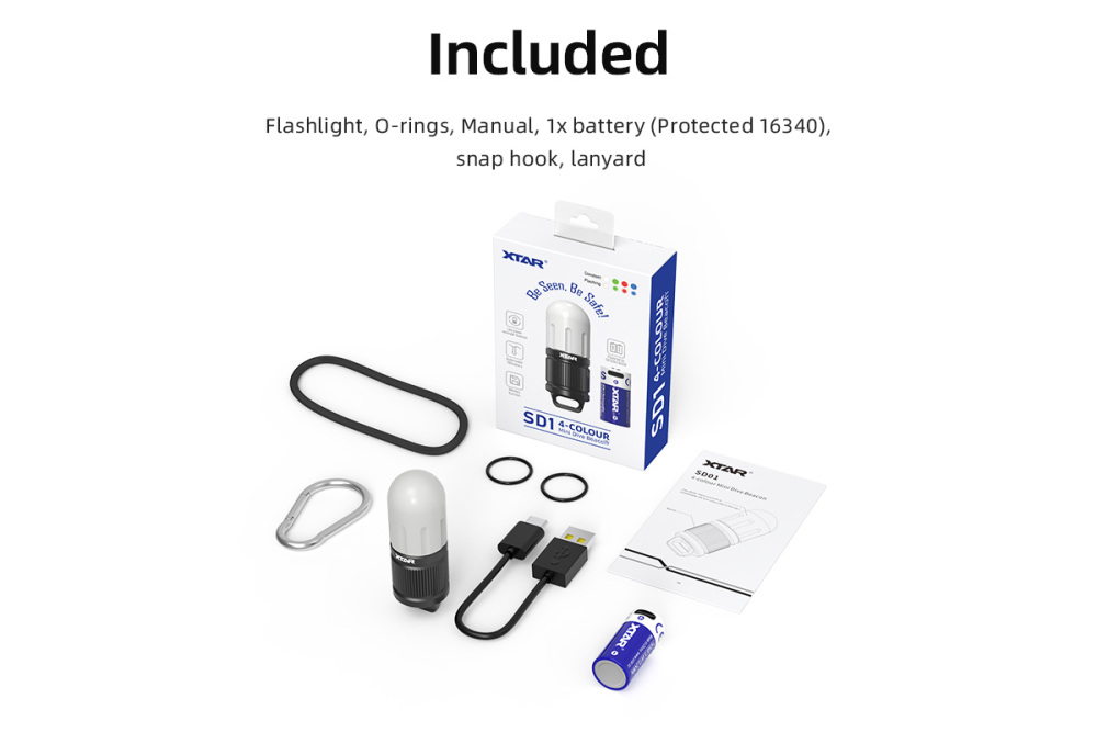 XTAR SD1 4-colour Mini Dive Beacon for underwater 100m diving and outdoor lighting