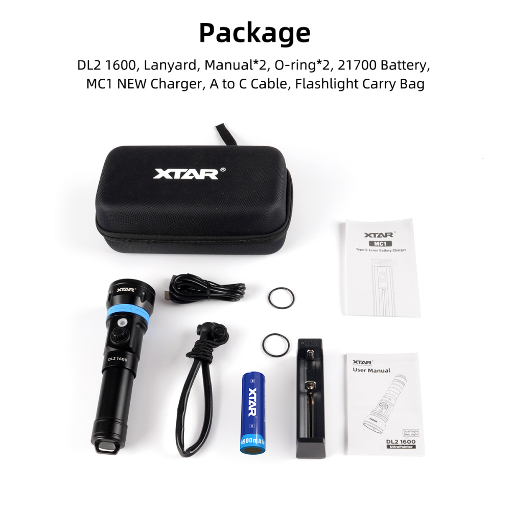 XTAR DIVE LIGHT ULTRAPOINTER DL2 1600