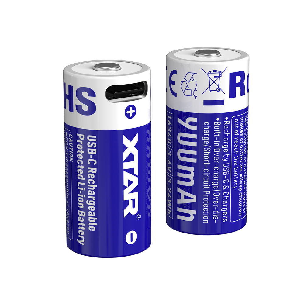 XTAR 2.7A 16340 900mAh 3.6V Protected Rechargeable Li-ion Battery for SD1 lighting