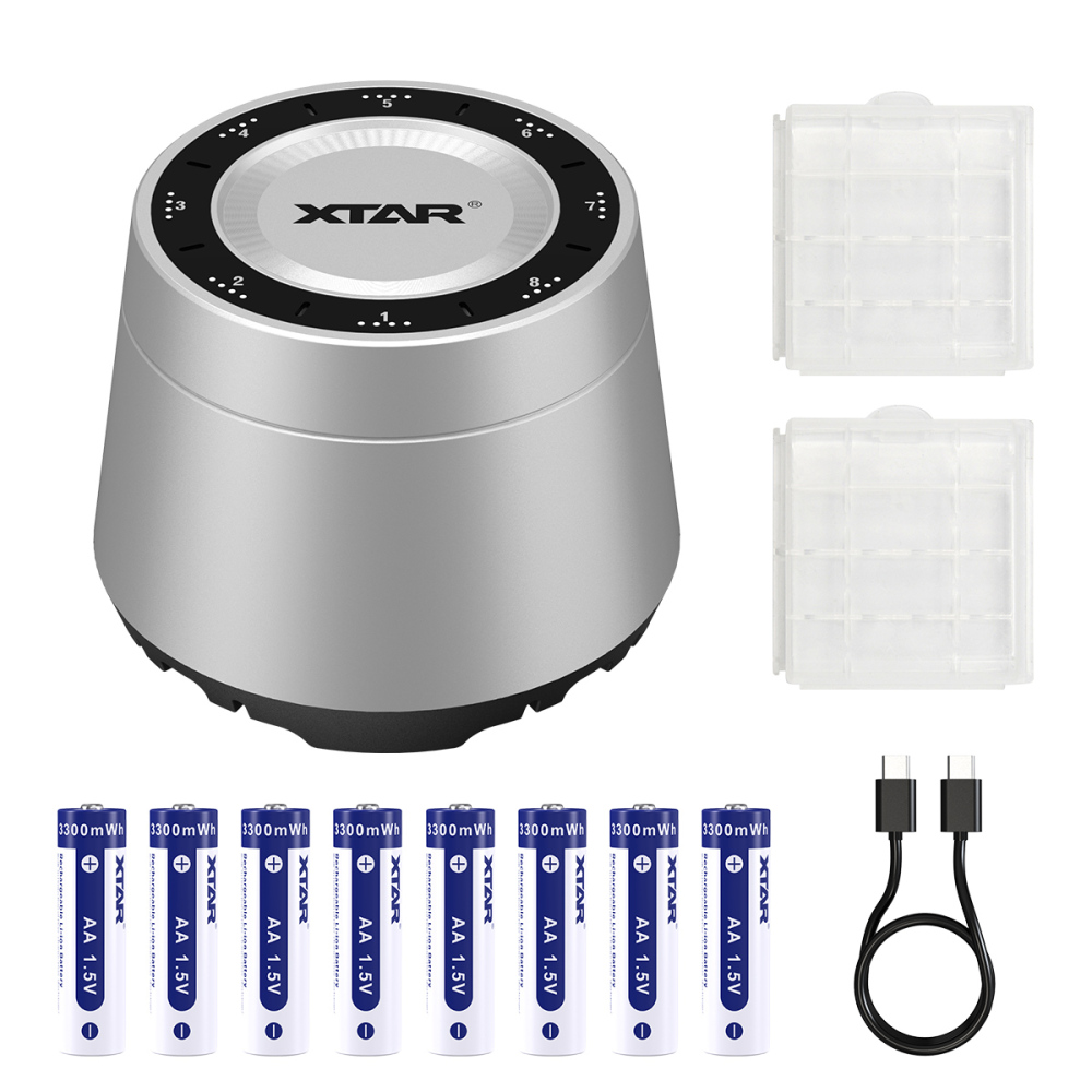 XTAR L8 BOX 8-Slot Rechargeable Battery Charger for AA/AAA 1.5V Li-ion and 1.2V NI-MH Batteries