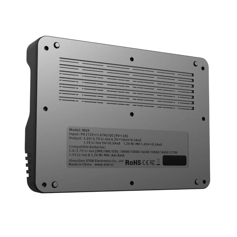 XTAR MX8 Charger (Compatible with 3.6/3.7V & 1.5V Li-ion and 1.2V Ni-MH Batteries)
