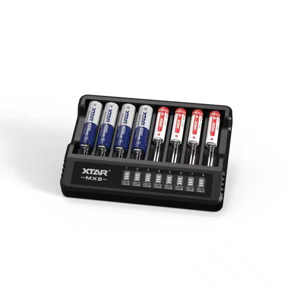 XTAR MX8 Charger (Compatible with 3.6/3.7V & 1.5V Li-ion and 1.2V Ni-MH Batteries)