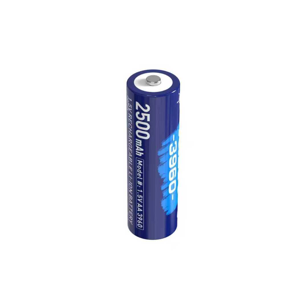 XTAR 1.5V AA 3960 Rechargeable Li-ion Battery, Industry-First AA Battery with Touch-Activated LED Power Indicator