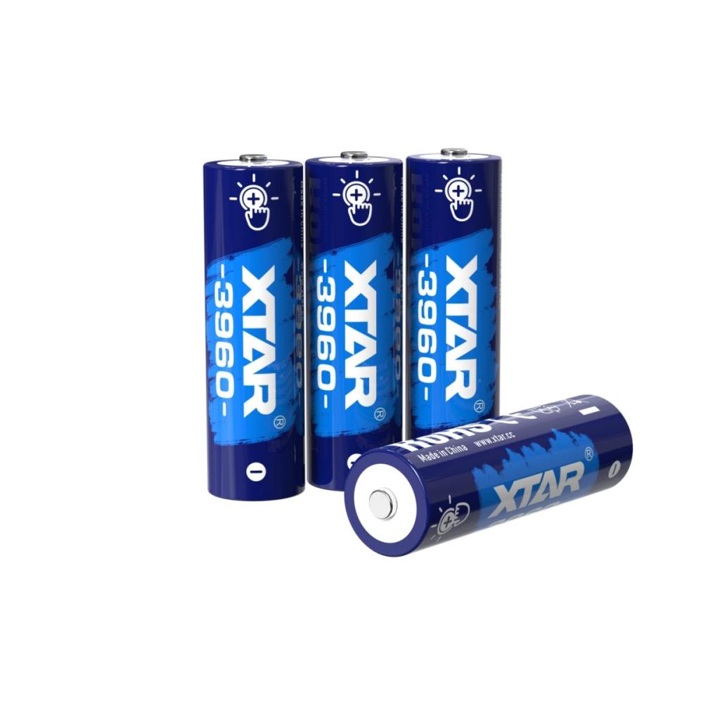XTAR 1.5V AA 3960 Rechargeable Li-ion Battery, Industry-First AA Battery with Touch-Activated LED Power Indicator