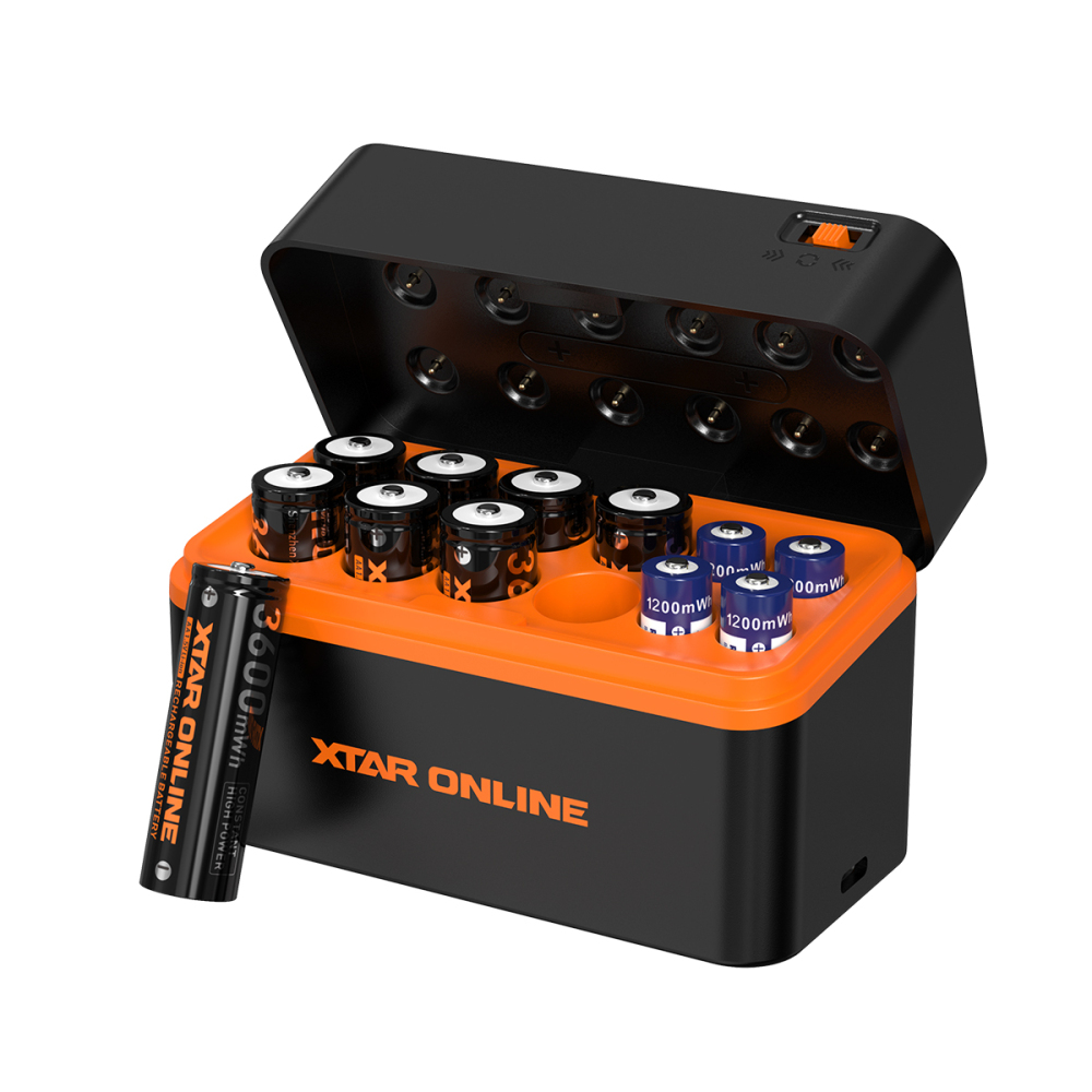 XTAR LC12 12-slots Li-ion AA/AAA Battery Charger & Storage box