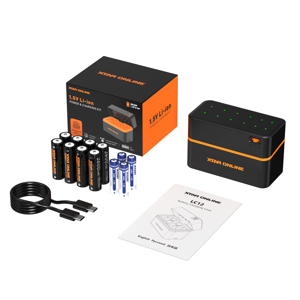 XTAR LC12 12-slots Li-ion AA/AAA Battery Charger & Storage box