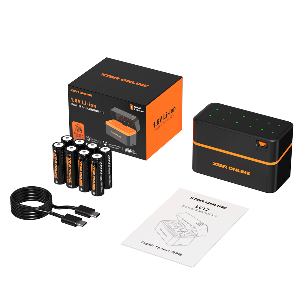 XTAR LC12 12-slots Li-ion AA/AAA Battery Charger & Storage box