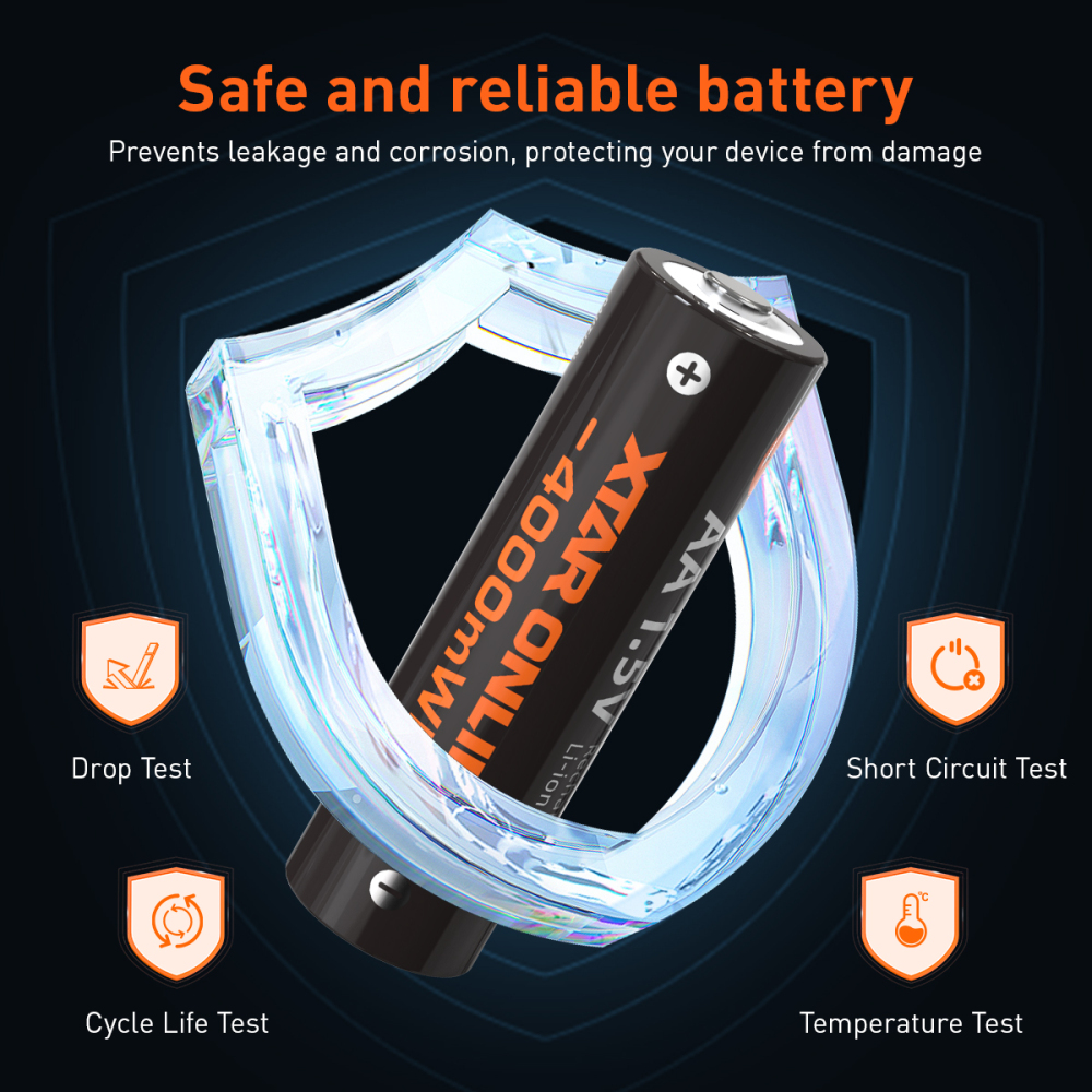 XTAR 1.5V AA 4000mWh Rechargeable Li-ion Battery, with Touch-Activated LED Power Indicator, with C4-AA charger