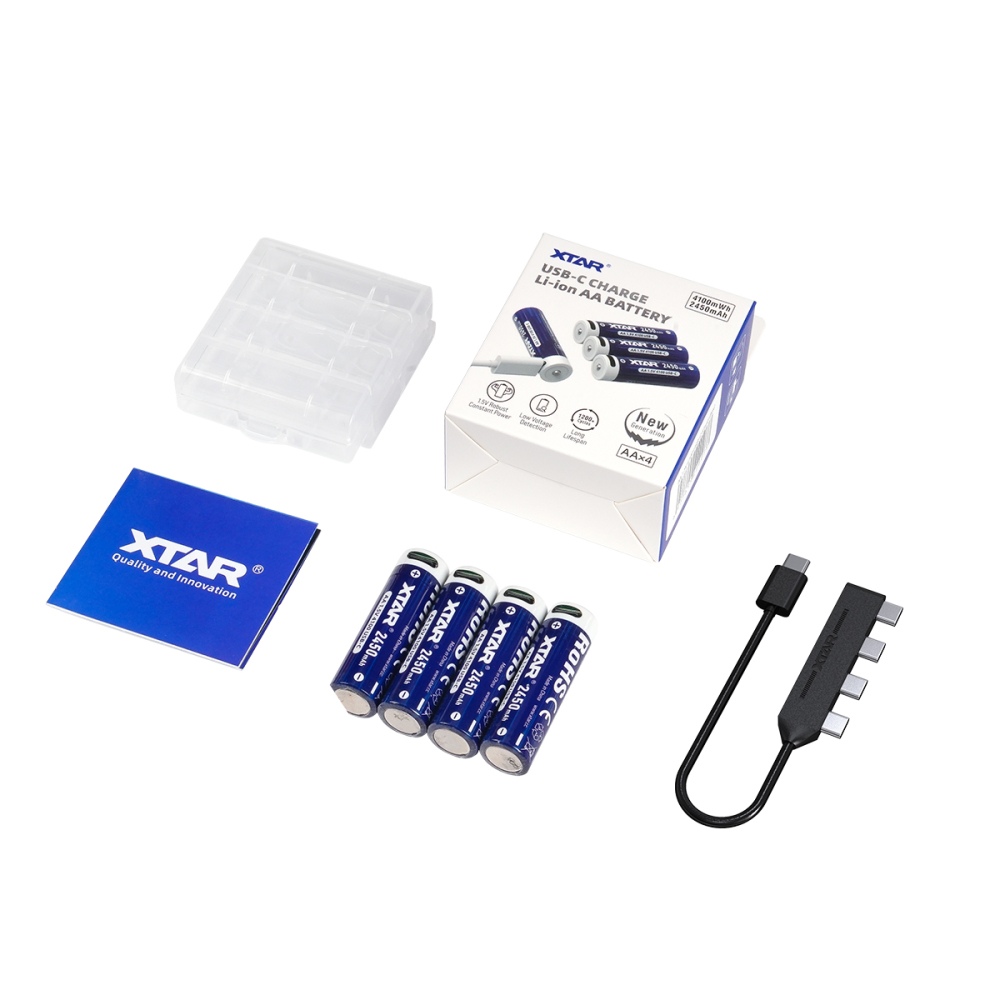 XTAR AA Lithium 4100mWh/2450mAh USB-C Battery with Low Voltage Indicator